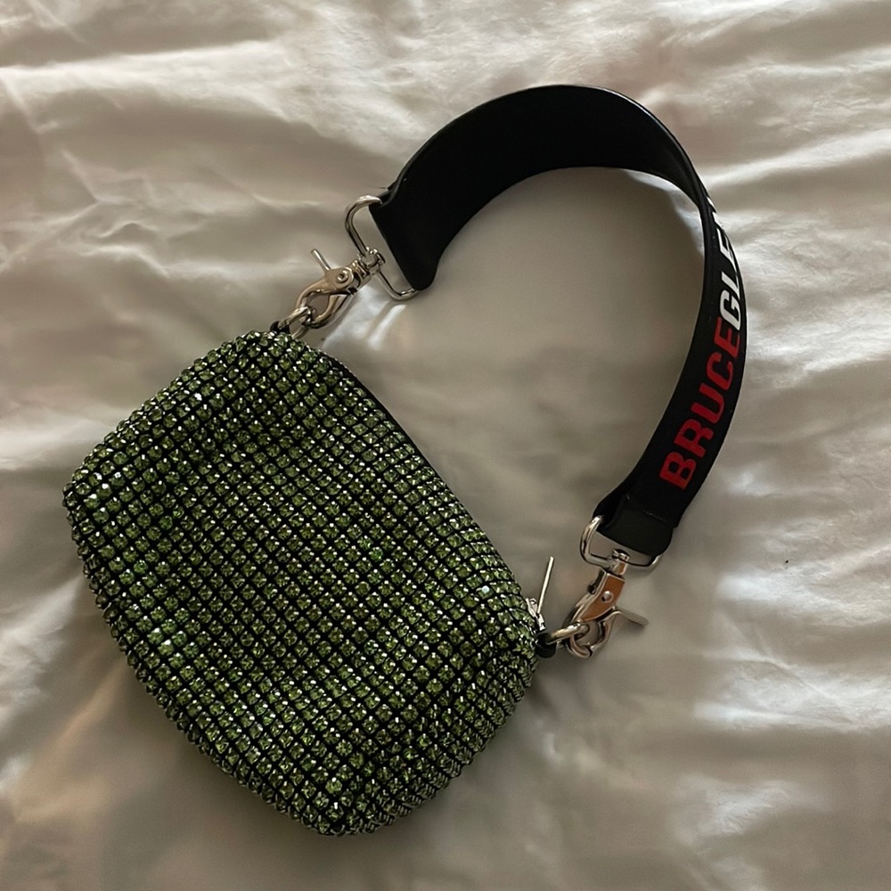 Bruce Glen Green Crystal encrusted pouchette